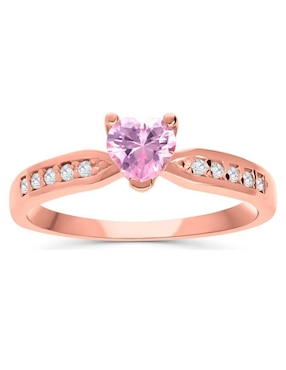 Anillo de corazón Joyerías Bizzarro 14 k de oro rosa zirconia brillante
