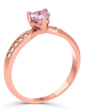 Anillo de corazón Joyerías Bizzarro 14 k de oro rosa zirconia brillante