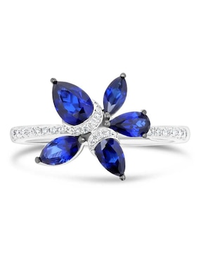 Anillo de flor Joyerías Bizzarro 14 k de oro blanco diamante brillante