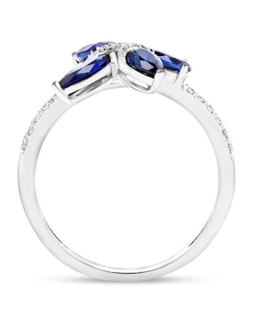 Anillo de flor Joyerías Bizzarro 14 k de oro blanco diamante brillante