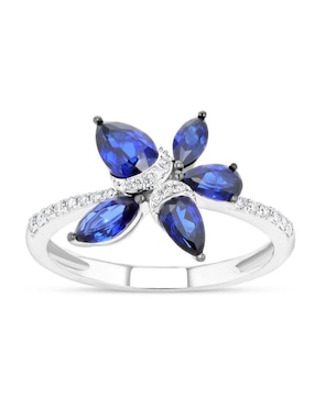 Anillo de flor Joyerías Bizzarro 14 k de oro blanco diamante brillante