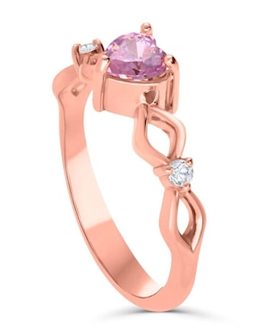 Anillo de corazón Joyerías Bizzarro 14 k de oro rosa zirconia brillante