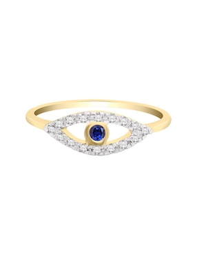 Anillo con gema de ojo Fascinare Drusila 14 k de oro amarillo zafiro y diamante brillante
