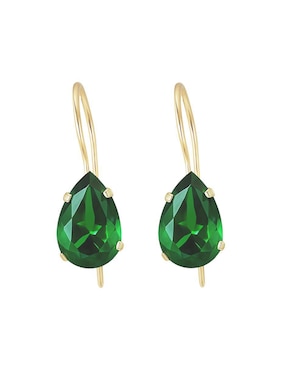 Arete corto de gota mancini de oro 10 k con acabado brillante zirconia