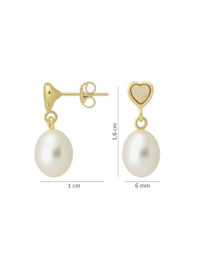 Aretes de corazón Mancini de oro 14 K con acabado brillante zirconia