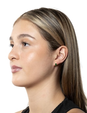 Aretes de corazón Mancini de oro 14 K con acabado brillante agata verde natural