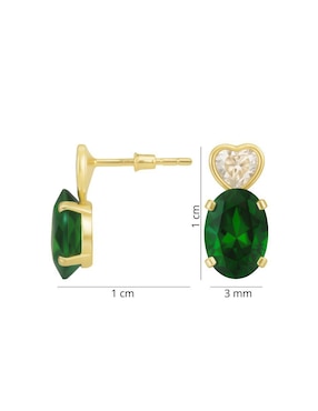 Aretes de corazón Mancini de oro 14 K con acabado brillante agata verde natural