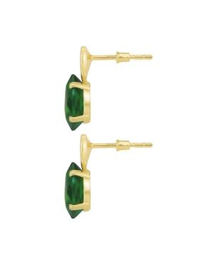 Aretes de corazón Mancini de oro 14 K con acabado brillante agata verde natural