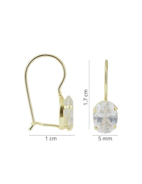 Arete ovalado Mancini de oro 10 K con acabado brillante zirconia