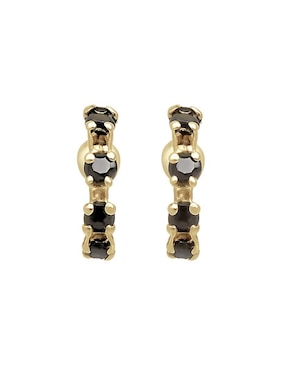 Broqueles de media luna mancini de oro 10 k zirconia