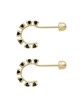 Broqueles de media luna mancini de oro 10 k zirconia