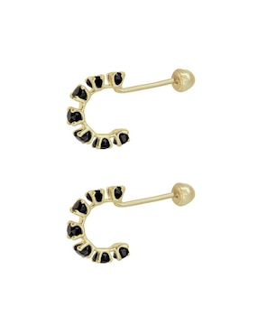 Broqueles de media luna mancini de oro 10 k zirconia