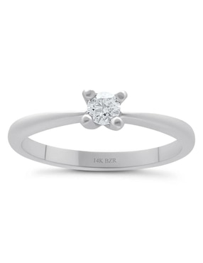 Solitario de oro blanco 14 k Joyerías Bizzarro diamante