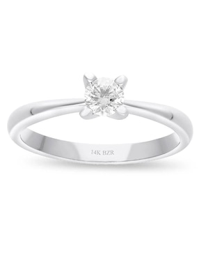 Solitario de oro blanco 14 k Joyerías Bizzarro diamante