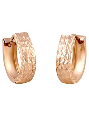 Huggies redondos Cristal Joyas de oro rosa 14 k