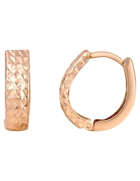 Huggies redondos Cristal Joyas de oro rosa 14 k