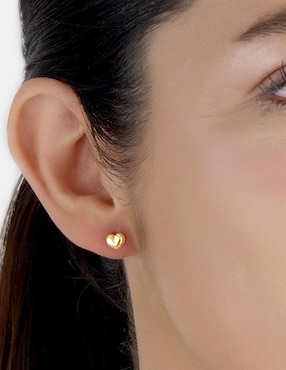 Broqueles de corazón Cristal Joyas de oro amarillo 14 k