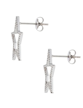 Aretes cortos de estrella Aretize de plata p 925 con acabado pavé zirconia