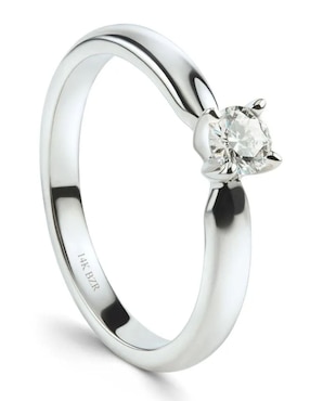 Solitario de oro blanco 14 k Joyerías Bizzarro diamante