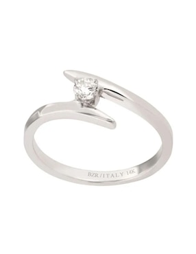 Solitario de oro blanco 14 k Joyerías Bizzarro diamante