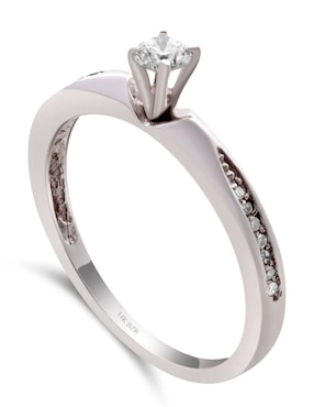 Solitario de oro blanco 14 k Joyerías Bizzarro diamante