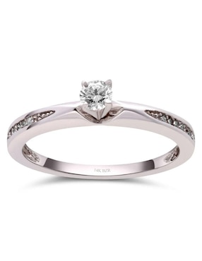 Solitario de oro blanco 14 k Joyerías Bizzarro diamante