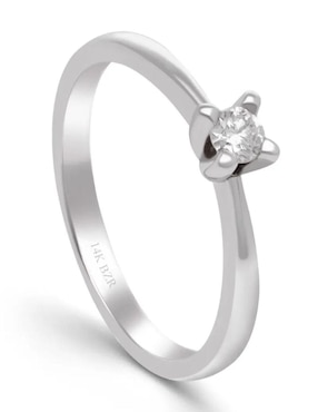 Solitario de oro blanco 14 k Joyerías Bizzarro diamante
