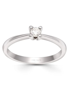 Solitario de oro blanco 14 k Joyerías Bizzarro diamante