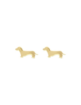 Aretes cortos de perro Winnie Fianelli de oro 14 K con acabado brillante