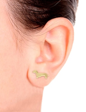 Aretes cortos de perro Winnie Fianelli de oro 14 K con acabado brillante