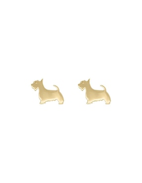 Aretes cortos de perro Fianelli Schnauzer de oro 14 K acabado brillante