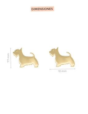 Aretes cortos de perro Fianelli Schnauzer de oro 14 K acabado brillante