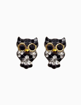 Broqueles de búho Mardia de oro 14 K con acabado pavé zirconia