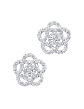 Broqueles de flor Clepsidra de plata P 925 con acabado plateado zirconia