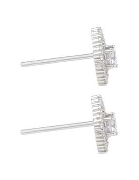 Broqueles de pera Clepsidra de plata P 925 con acabado plateado zirconia