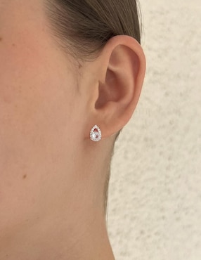 Broqueles de pera Clepsidra de plata P 925 con acabado plateado zirconia
