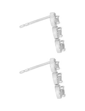 Aretes cortos circulares Clepsidra de Plata P 925 con acabado plateado zirconia