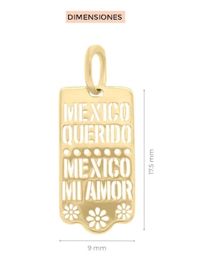 Dije rectangular Fianelli patriamor de oro 14 K