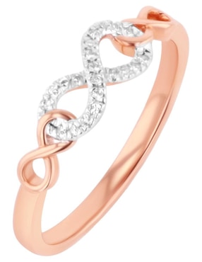 Anillo de infinito Joyerías Bizzarro 14 k de oro rosa diamante brillante