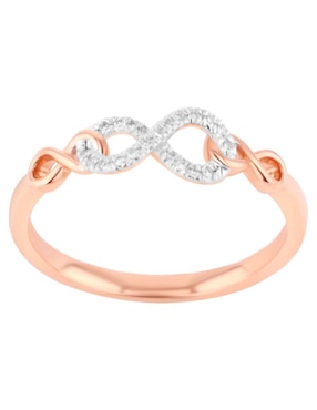 Anillo de infinito Joyerías Bizzarro 14 k de oro rosa diamante brillante