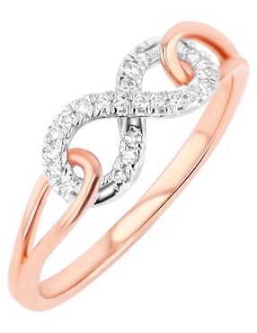 Anillo de infinito Joyerías Bizzarro 14 k de oro rosa diamante brillante