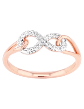 Anillo de infinito Joyerías Bizzarro 14 k de oro rosa diamante brillante