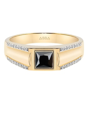 Anillo cuadrado Abba Joyas 10 k de oro zirconia brillante
