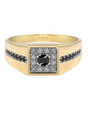 Anillo cuadrado Abba Joyas 10 k de oro zirconia brillante