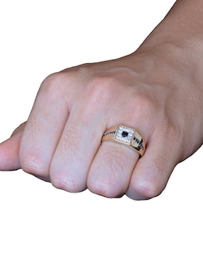 Anillo cuadrado Abba Joyas 10 k de oro zirconia brillante