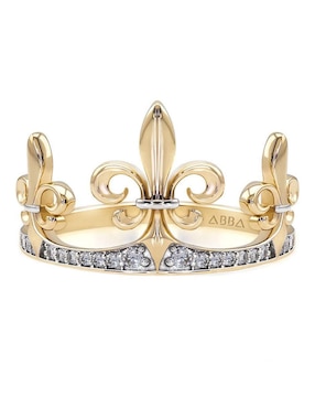 Anillo de corona Abba Joyas 10 k de oro zirconia brillante