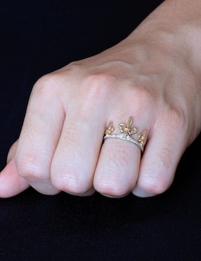 Anillo de corona Abba Joyas 10 k de oro zirconia brillante