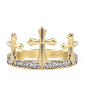 Anillo de corona Abba Joyas 10 k de oro zirconia brillante