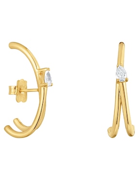 Aros Tous Lio Lgd de plata p 925 con acabado baño de oro diamante