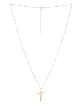 Collar de cruz MJJ Brilliant Inc de oro 14 K
